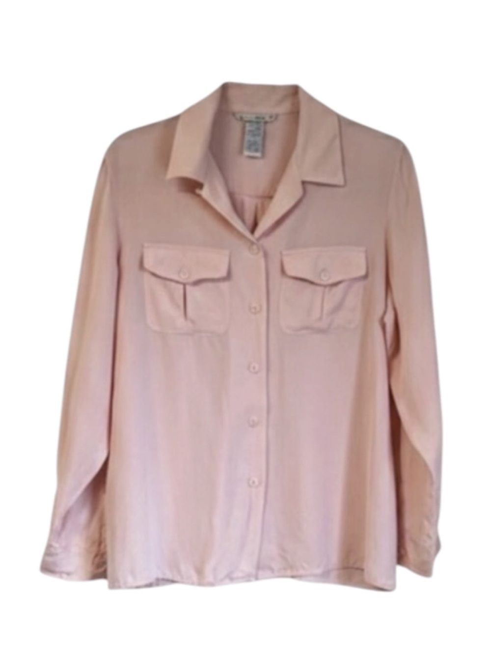 Vintage 90s Anna and Frank 100% Silk Blouse Pink Button Down Quiet Luxury Large